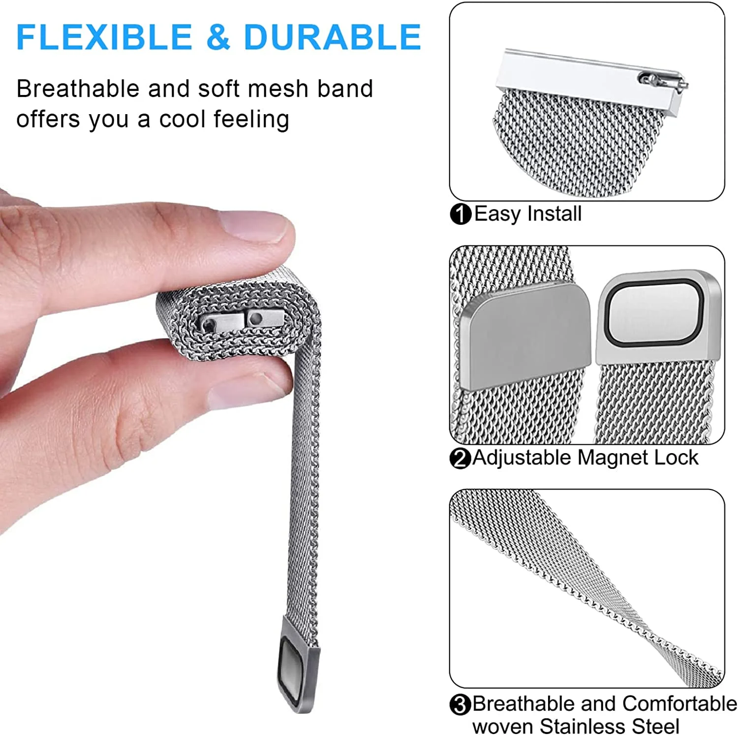 20mm 22mm Milanese Loop Strap  - Milanese Loop Magnetic のレビューと価格