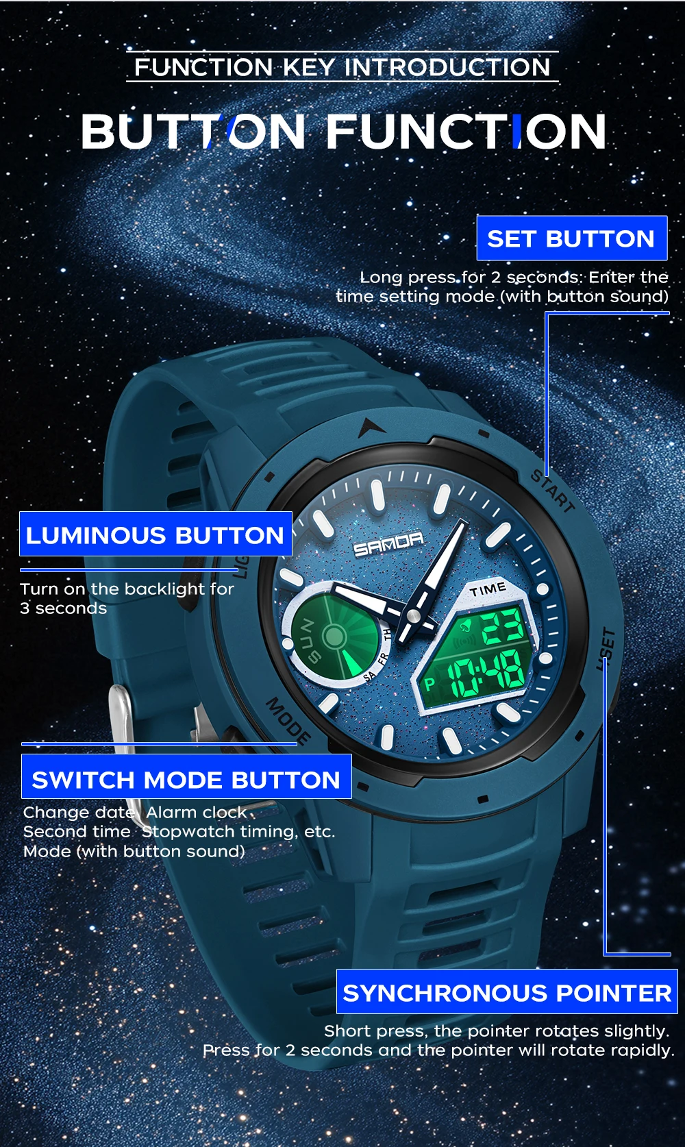 SANDA new men's fluorescent wa - Rubber Strap Diver のレビューと価格