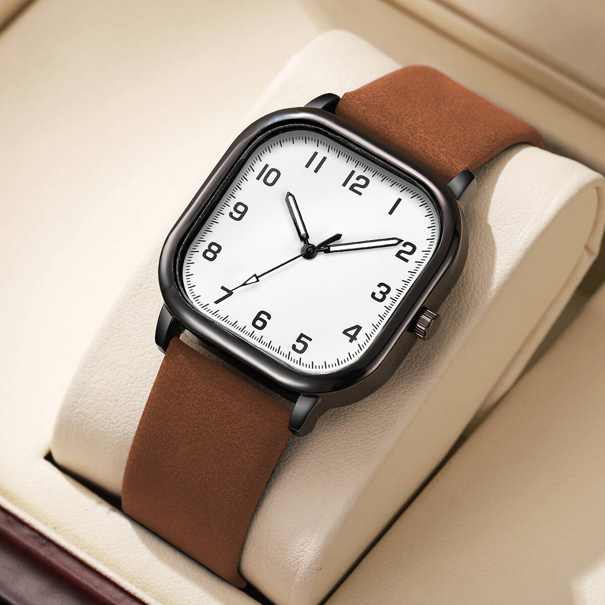 Fashion Square Men Watches Sim - Leather Watch Band Men のレビューと価格