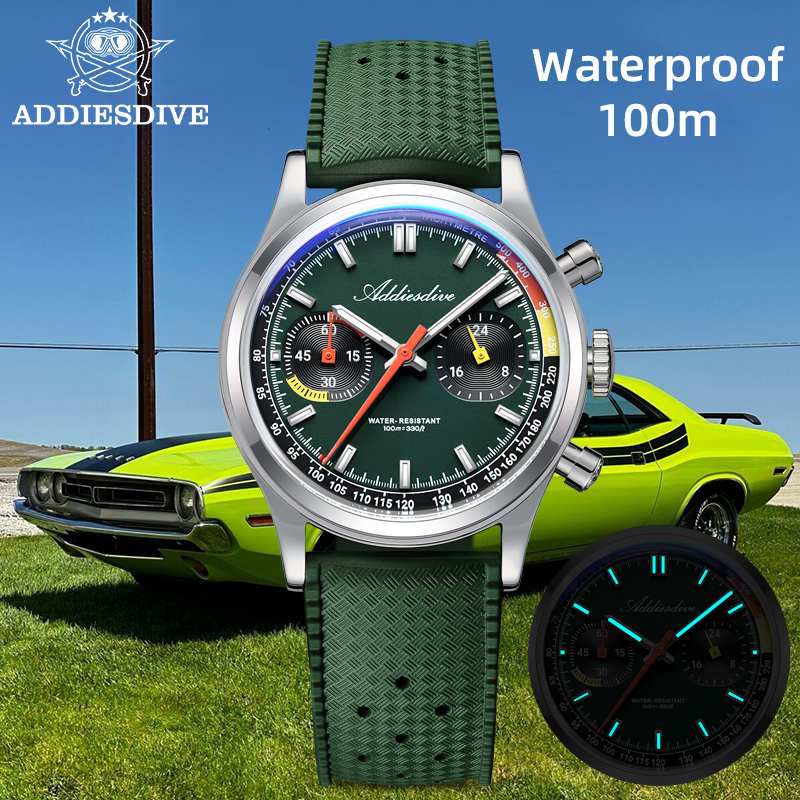 ADDIESDIVE Chronograph VK64 Wa - Rubber Strap Diver のレビューと価格
