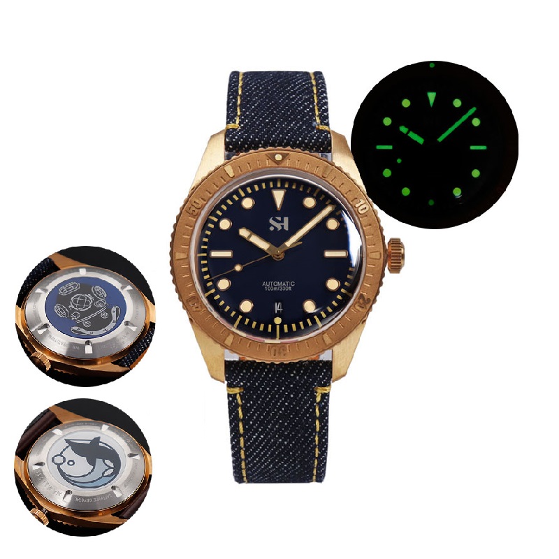 42mm Bronze Mens Watch Mechani - Canvas Strap Watch のレビューと価格