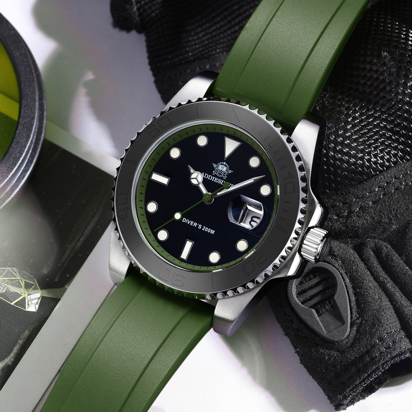 ADDIESDIVE Rotatable Ceramic B - Rubber Strap Diver のレビューと価格