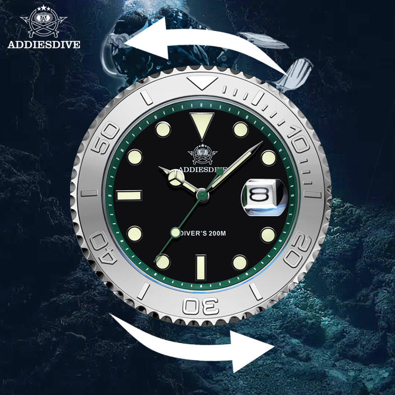ADDIESDIVE Rotatable Ceramic B - Rubber Strap Diver のレビューと価格