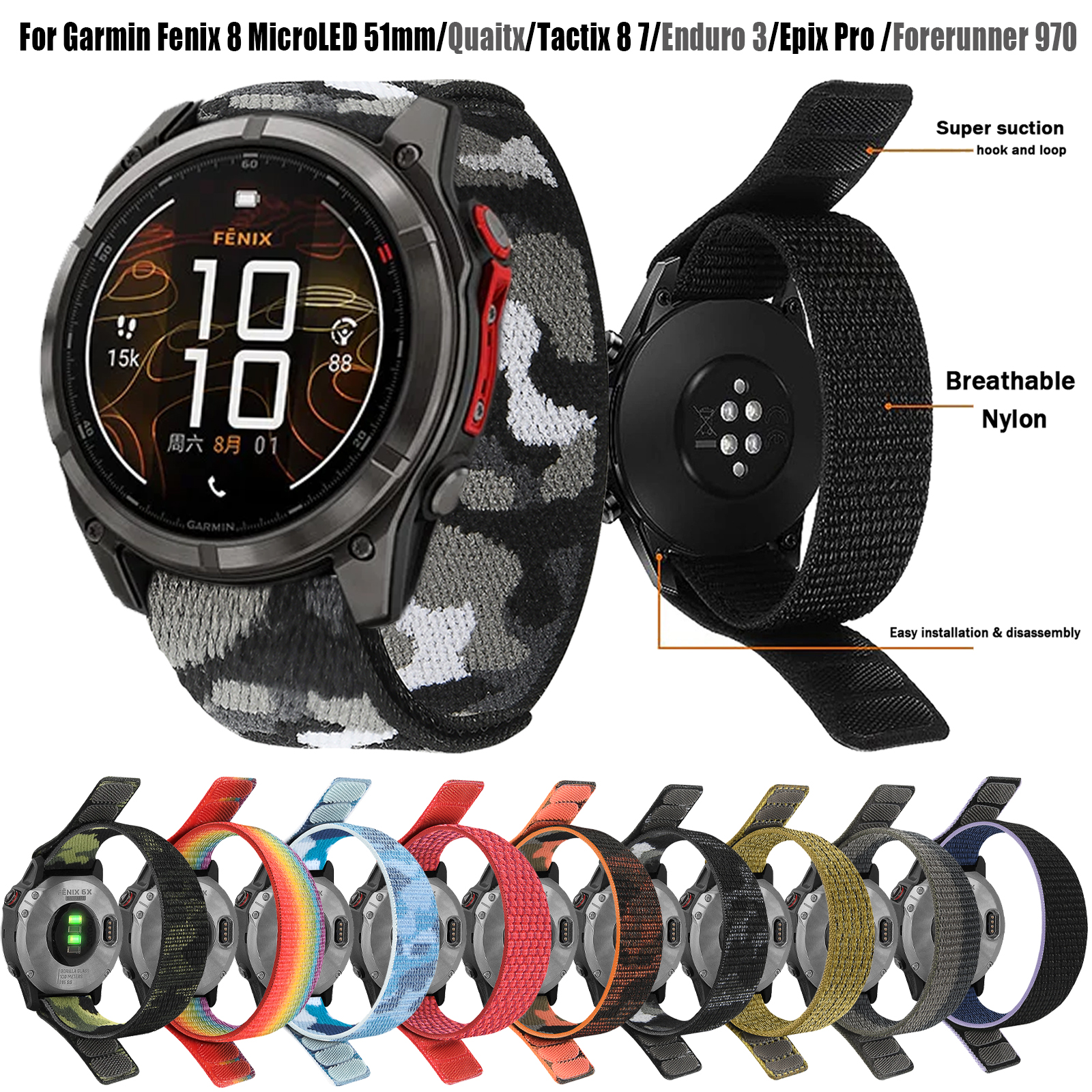 22mm 26mm Nylon QuickFit Strap - Sport Loop Velcro のレビューと価格