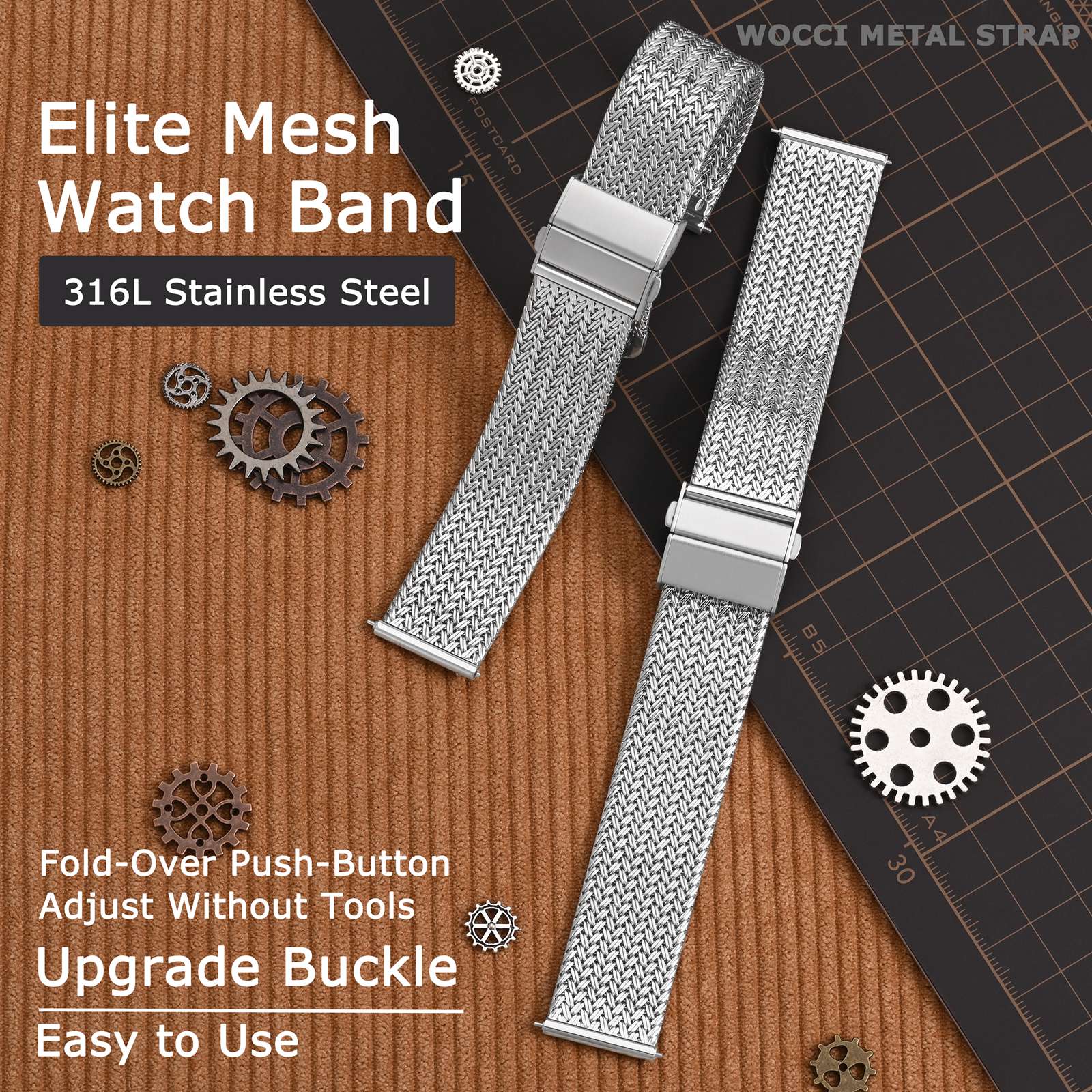 WOCCI Elite Metal Watch Band,  - Mesh Strap Metal のレビューと価格