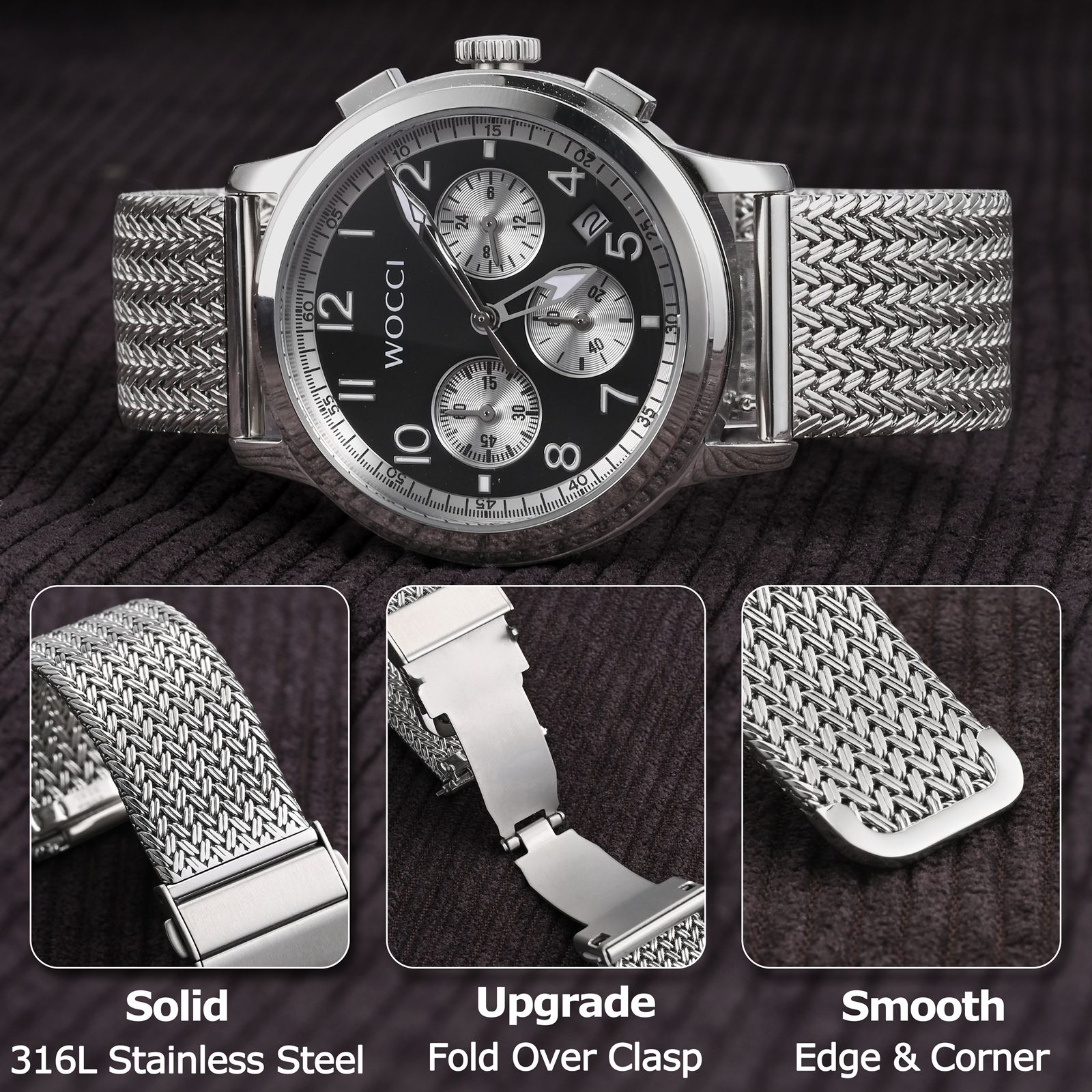WOCCI Elite Metal Watch Band,  - Mesh Strap Metal のレビューと価格