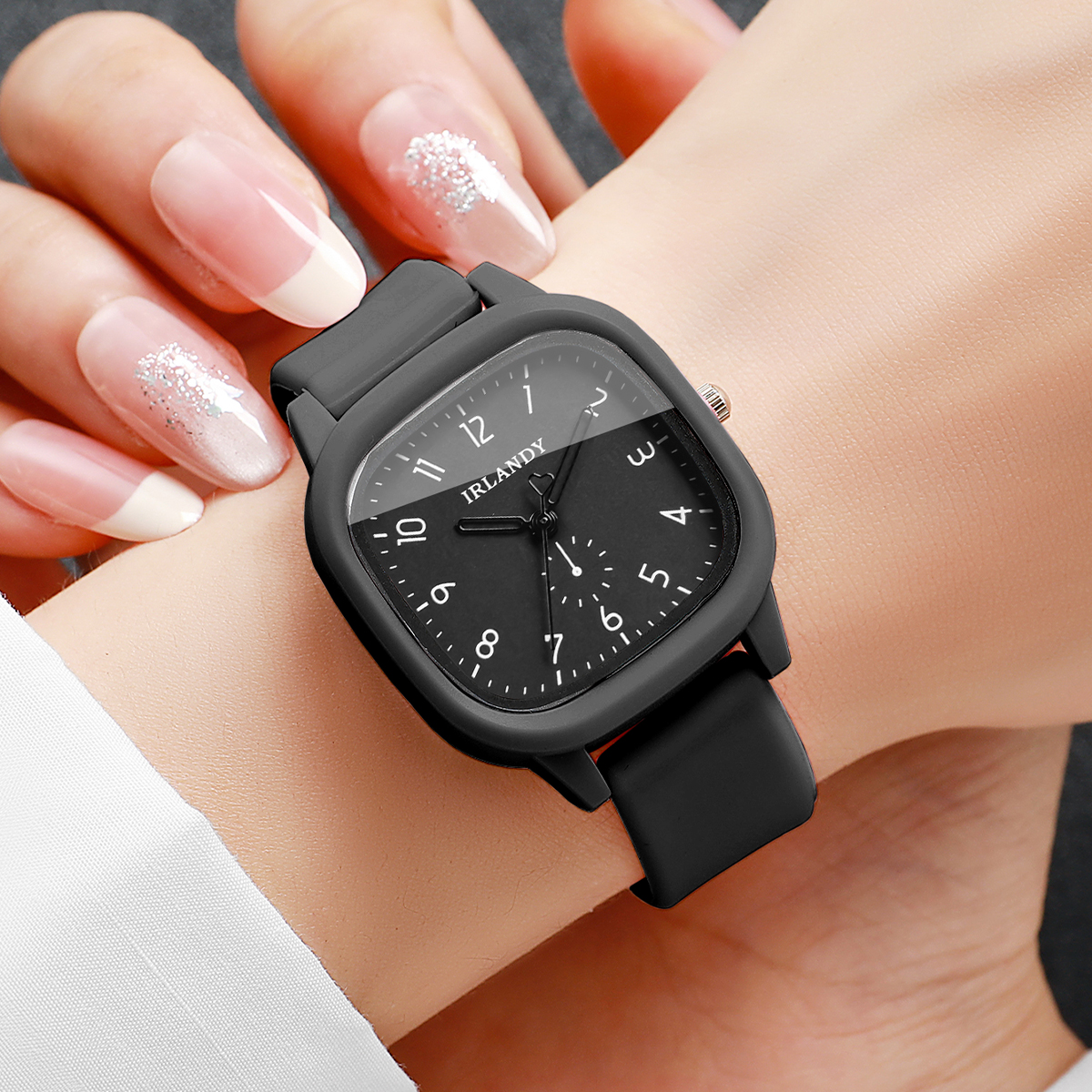 2PCS Fashion Square Arabic Dia - Silicone Band Women のレビューと価格