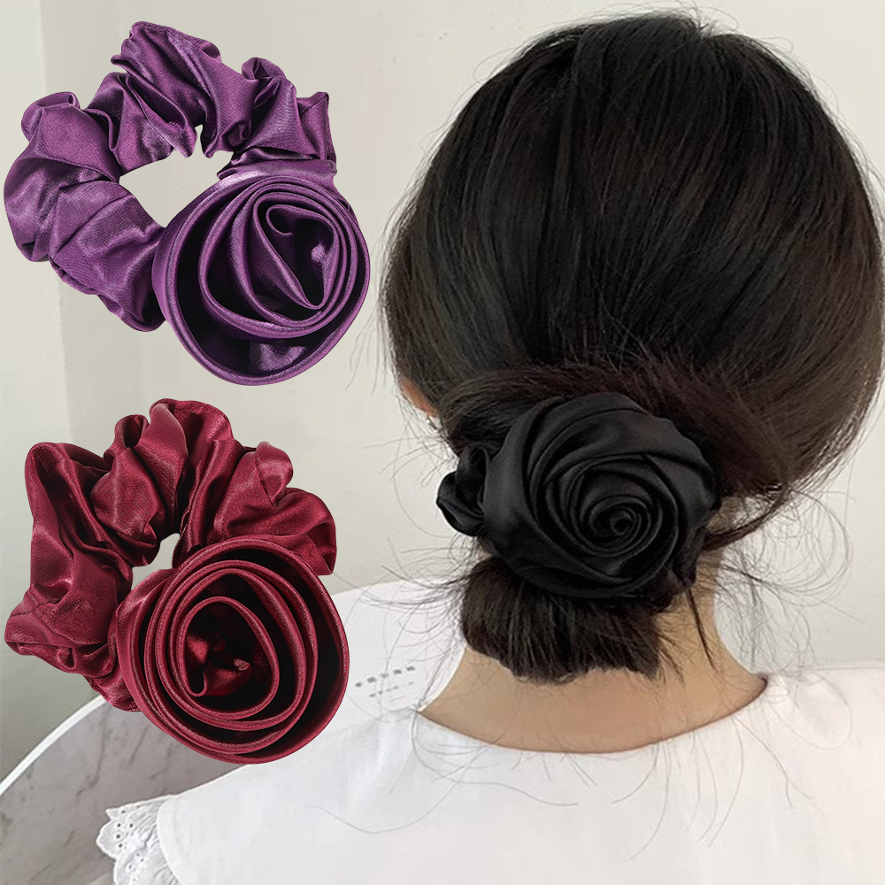 Korean Women Rose Elastic Hair - Silicone Band Women のレビューと価格
