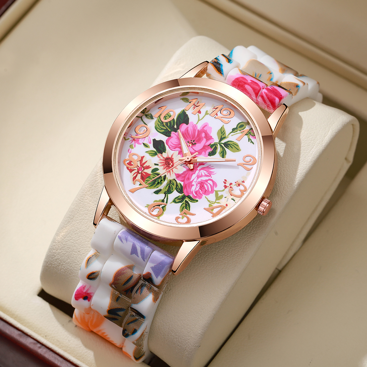 Fashion Flowers Printed Women  - Silicone Band Women のレビューと価格