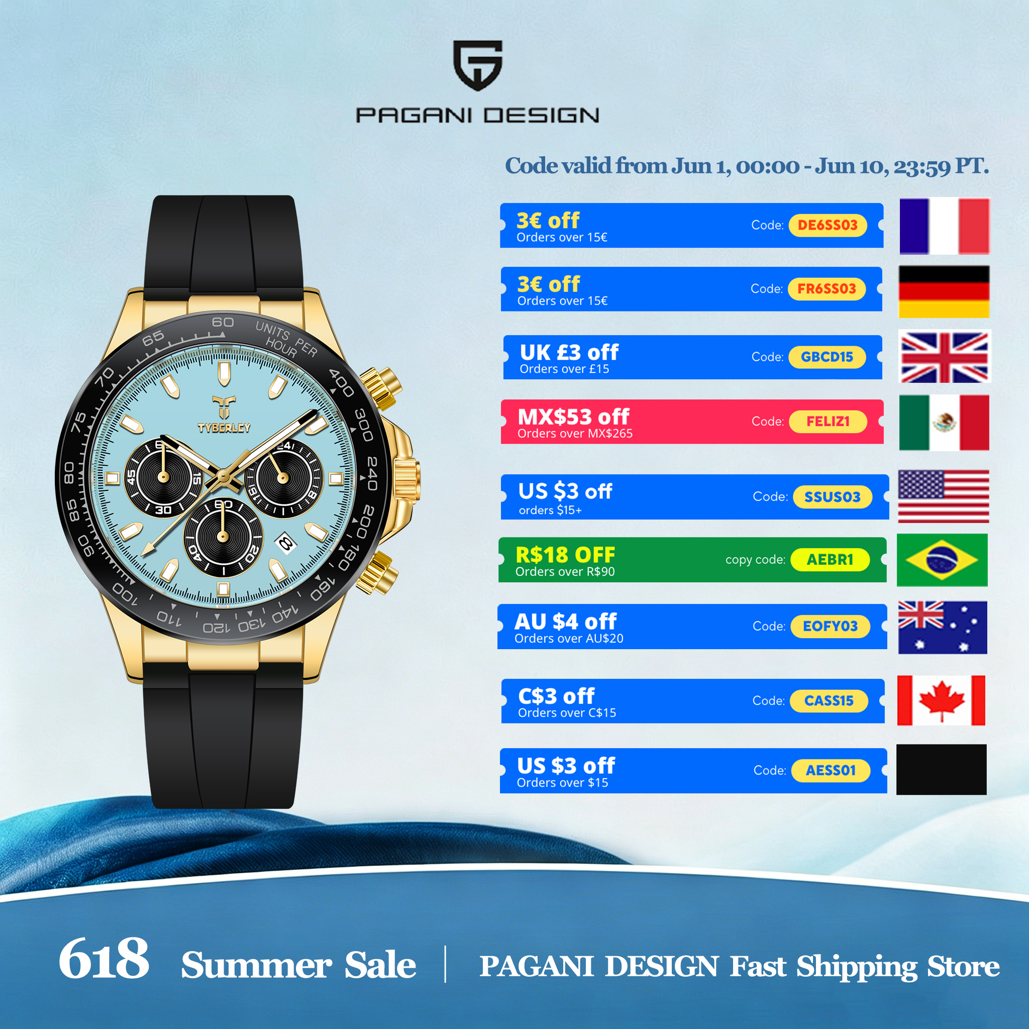 TYBERLEY Sophisticated Eleganc - Rubber Strap Diver のレビューと価格