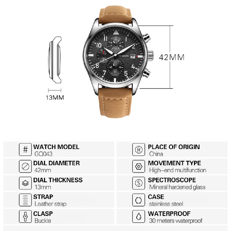 OCHSTIN Original Men Chronogra - Leather Watch Band Men のレビューと価格