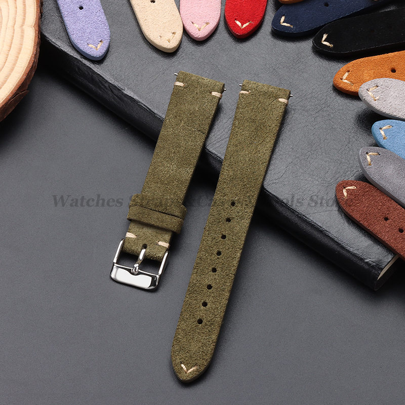 Vintage Genuine Suede Leather  - Leather Strap Quick Release のレビューと価格