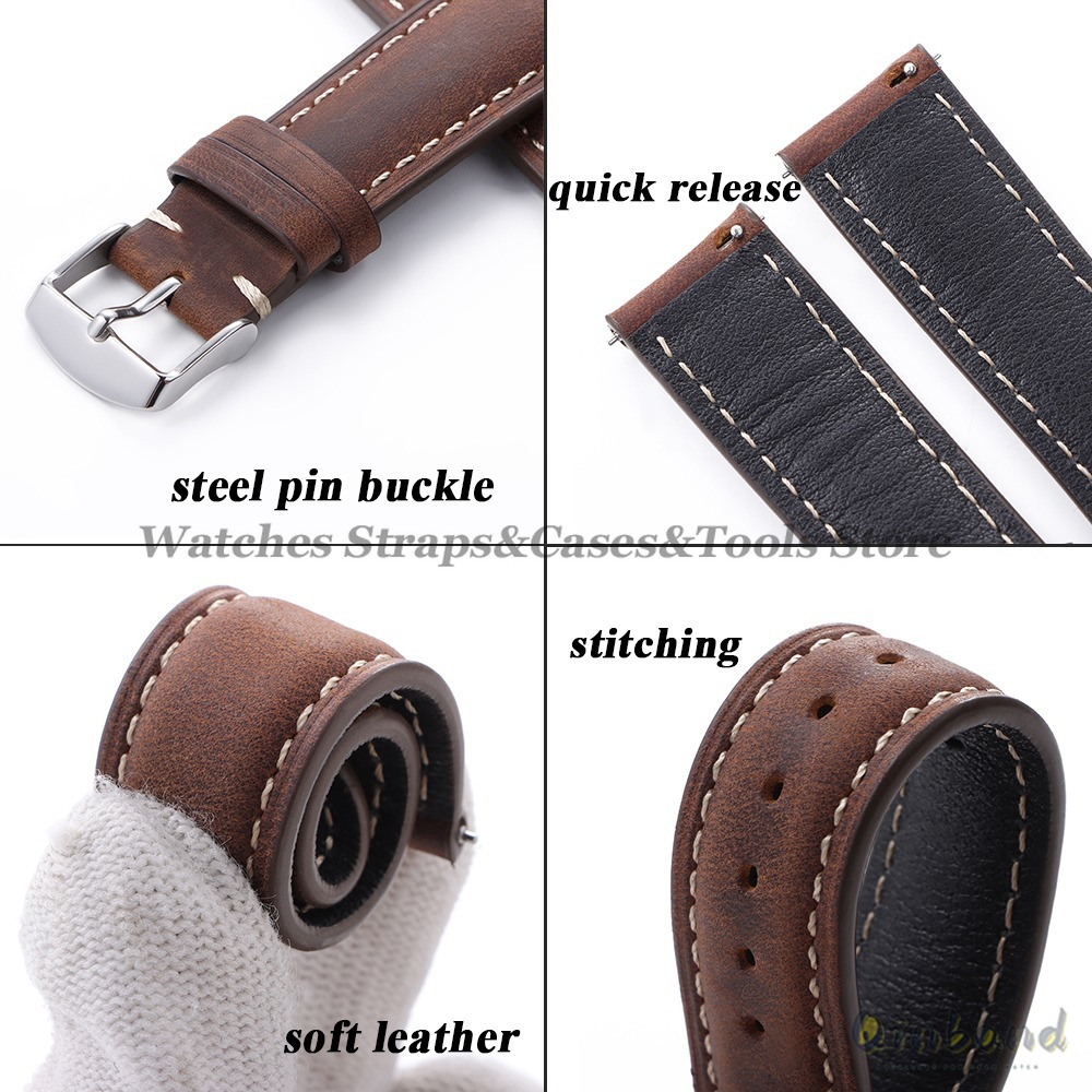 Vintage Cowhide Leather Watch  - Leather Strap Quick Release のレビューと価格