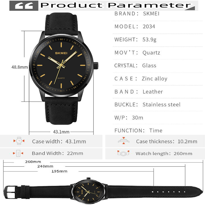 Skmei Original Brand Quartz Wa - Leather Watch Band Men のレビューと価格