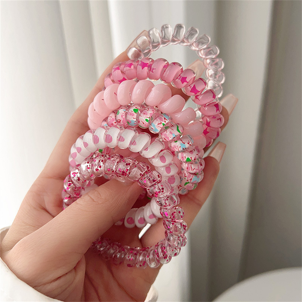 6pcs Sweet Cute Colorful Spira - Silicone Band Women のレビューと価格