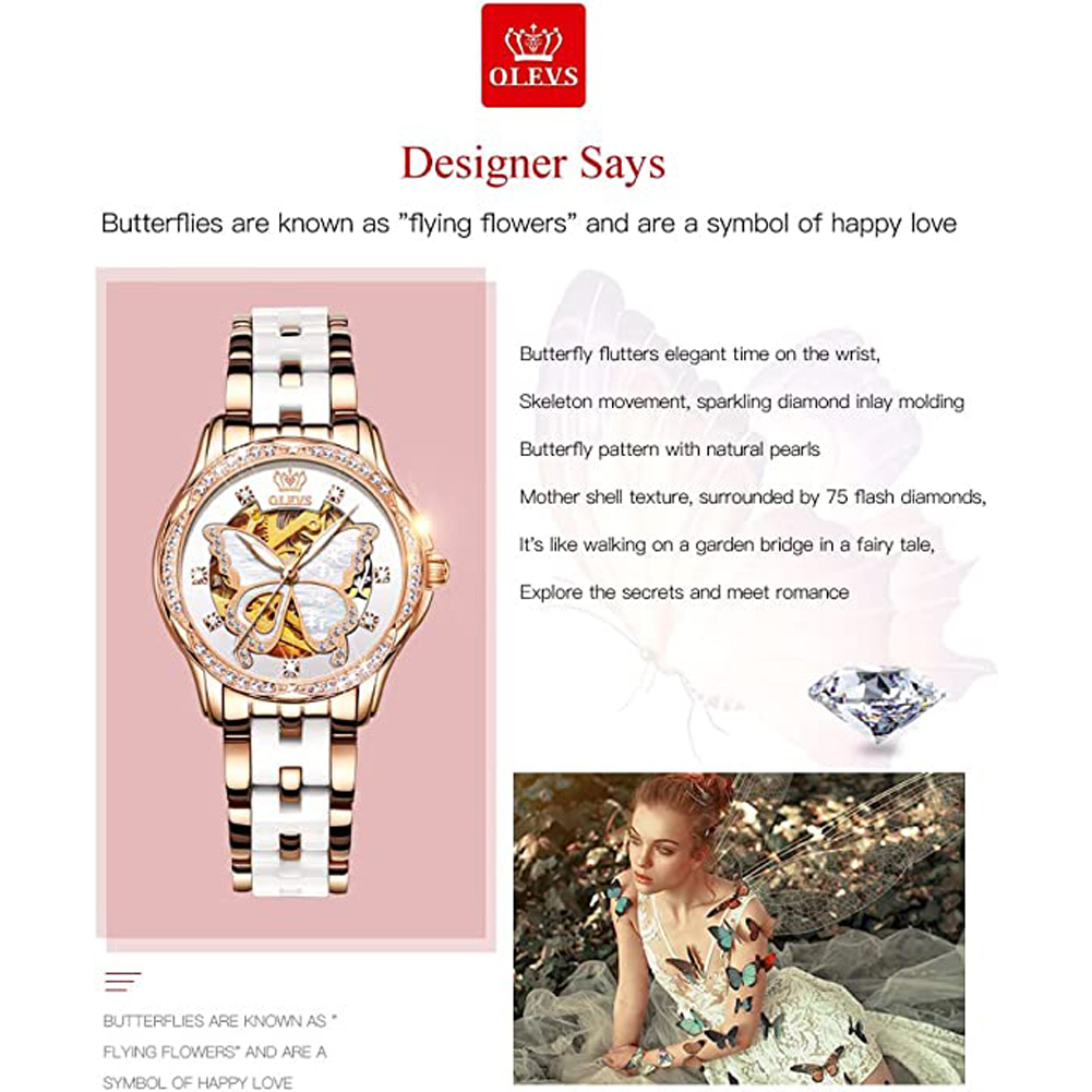 OLEVS Women's Automatic Watche - Butterfly Clasp Deployant のレビューと価格