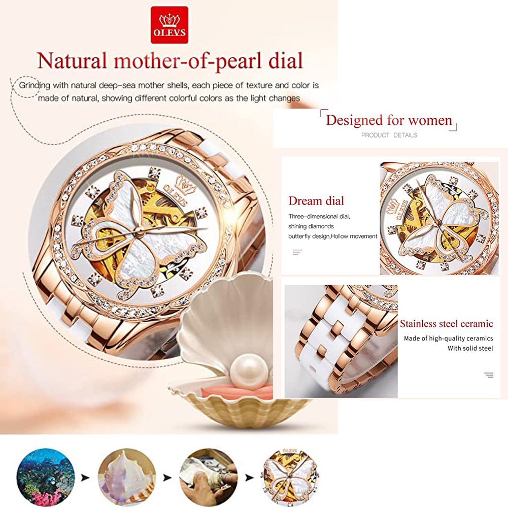OLEVS Women's Automatic Watche - Butterfly Clasp Deployant のレビューと価格